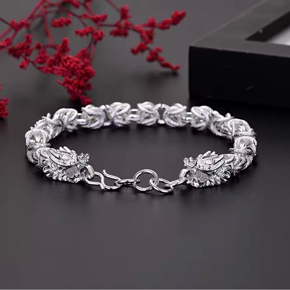 Sterling Silver Dragon Link Bracelet